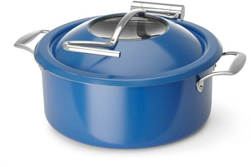 Fine Dine - Speisenwärmer Induktion | Warmhaltebehälter für Chafing-dish | Essenwärmer Rund | Warmhaltetopf für Speisen | Induktionstopf | 832998 | in Größe 420x365x(H)185 mm | Blau