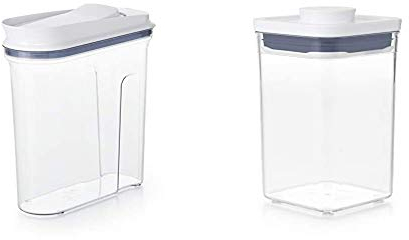 OXO Good Grips POP Medium Cereal Dispenser - 3.2 Litre & Good Grips POP Container - Small Square Short 1 Litre
