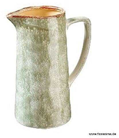 Dekorist Kanne, Krug, mit Henkel aus Keramik, Grau/Grün, 25,5 x 13,5 cm