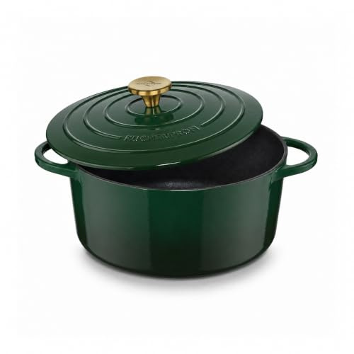 Küchenprofi Bratentopf Provence mit Deckel aus Gusseisen in der Farbe Racing Green Fassungsvermögen 4,2L, Maße: 24cm x 11,3cm, 04 0100 11 24