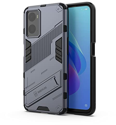 SEAHAI Hülle für Oppo A96 / Oppo A76 / Realme 9i / Oppo A36, [Militärische Stoßfest Case] Ultra Dünn Harter PC Sanft TPU Schutzhülle Handyhülle mit Stabilem Faltbar Ständer - Grau