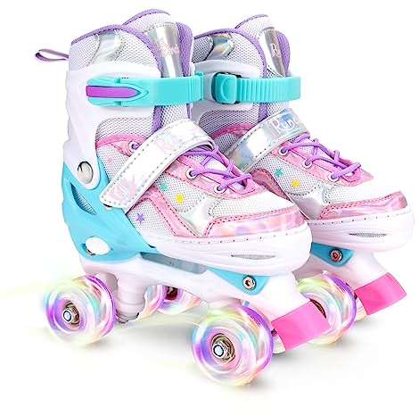 Runcinds 4 Größen Verstellbare Kinder Rollschuhe für Mädchen und Kleinkinder