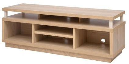 Iris Ohyama, Lowboard, Fernsehtisch, TV-Bank, TV-Halterung für Bildschirme bis zu 55 Zoll, 5 Regale, Kabelauslass, Zeitgenössisch, Schlafzimmer, Wohnzimmer - TV Cabinet Middle OTS-125M - Hellbraun