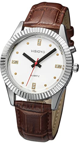 VISIONU English Talking Watch with Alarm, Speaking Date and Time, White Dial