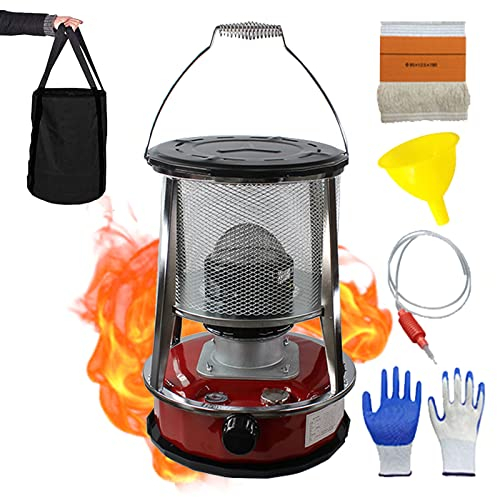 Suwooy Tragbarer Petroleumofen, Petroleumheizung Für Camping, Petroleumkocher Brenner Ohne Strom, 4.6l, Petroleum Ofen Für Innenräume Outdoor Home Patio Kochen, Zeltheizung,Red-32×32×46cm