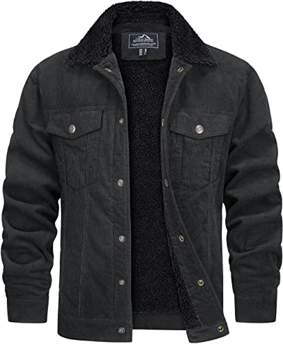 TACVASEN Chaquetas para Hombre Chaqueta Sherpa Chaqueta Cargo de Trabajo de Invierno Chaqueta con Cuello Abajo para Pescar Gris Oscuro,M