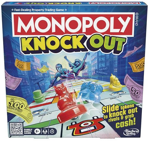 Monopoly Knockout Family Party Game for Kids, Teens, and Adults | Ages 8 and Up | 2-8 Players | 20 Mins. Average | Quick-Playing Board Games