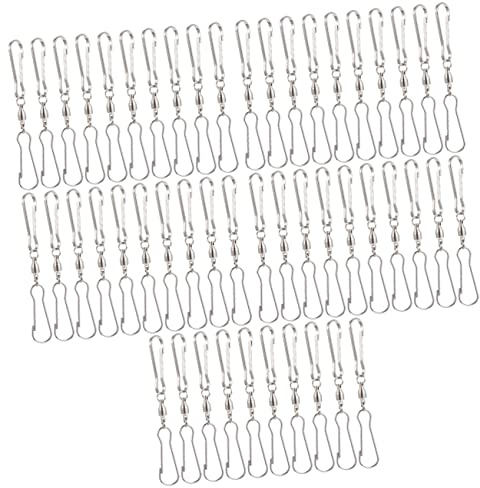 Happyyami 50pcs Smooth Dual Clip Swivel Hooks Hanging Windsock Wind Spinners Hooks Stainless Steel Clips for Flower Baskets Suspension for Wind Chimes
