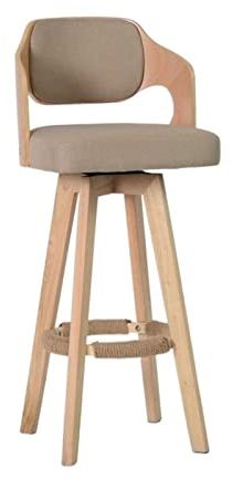 TONZN Barhocker, 76 cm, einfacher hoher Holzhocker, drehbarer Barstuhl, bequemer Freizeitstuhl mit Rückenlehne (Farbe: Grau) (Grau B)
