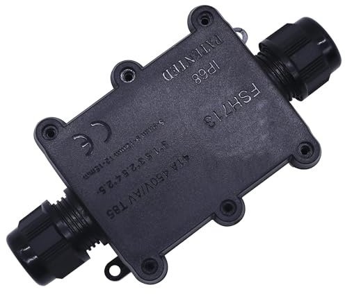 HISports Abzweigdose Kabelverbinder Wasserdicht IP68 verbinder box für 5-9.00 mm, Verteilerdose Außen Wohnmobile Garten Boot Auto Erdkabel Abzweigdose,2 Wege steckdosen schwarz