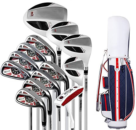MOLVUS Komplettset Golfpaket ausgestattet, Herren-Golfschläger mit Carbonschaft, Herren 13-teilig, inklusive Driver, Fairway, Hybrid, Eisen, Putter, Vertical Bag