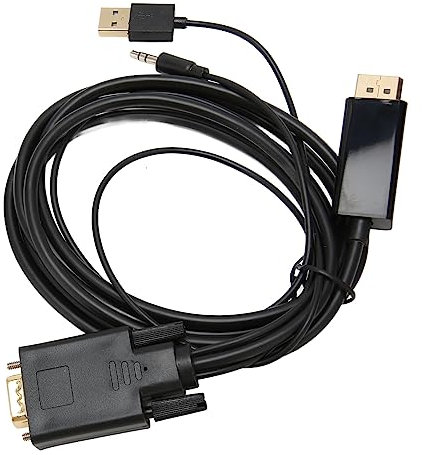 VGA a DP, 1080P Full HD, Cable Convertidor de Video Chip IC Integrado a VGA, Cable Convertidor Antiinterferencias con Puerto de Tensión Moldeado Integrado para Computadora