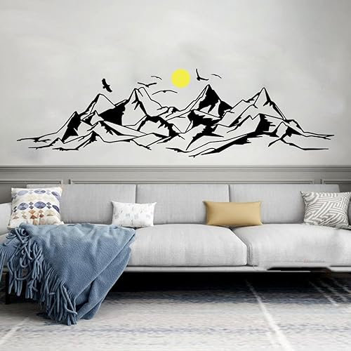 WEIMEIJIE Großes Camping Wohnmobil Berg Sonne Wandaufkleber Kinderzimmer Schlafzimmer Wohnmobil Camping Reisen Erkunden Sie die Berglandschaft Wandtattoo 160 Breite x 45 cm hoch