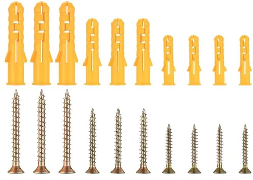 220 Pcs Chevilles Murales Et Vis Ensemble, Maçonnerie Brique Béton Fixations Murales Vis, Autotaraudeuses Cloison Sèche Sans Tête, Mur Ancrage Boulons (M6 / M8)