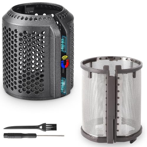 Upgraded Magnetic Hair Dryer Inner Filter + Outer Filter Cage Compatible with Dyson Supersonic HD01 HD03 HD07 HD08 HD15 Models Hair Dryer Filter Cage Spare Parts (Gray)