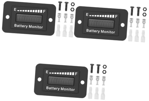 Hemobllo 3sets Battery Tester Golf Cart Battery Gauge Display Tool Adjustable Voltage for Electric Car Forklift