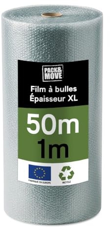 Pack and Move – Recycelte Luftpolsterfolie – 1 x 50 m – Umzug, Versand und Schutz – hochwertige Luftpolsterfolie