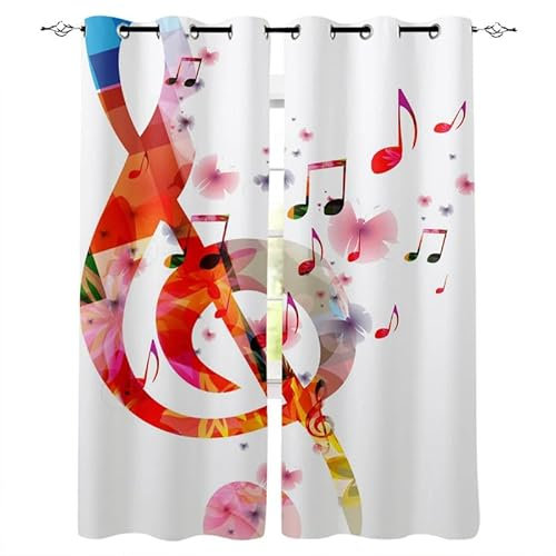 Rptidmv Vorhänge mit Ösen Notiz Modern Schlafzimmer Verdunkelungsvorhang - Wohnzimmer Gardinen Kinderzimmer Blickdicht Schallschutz Thermovorhang Vorhang 2er Set 140 x 200 cm (BxH)