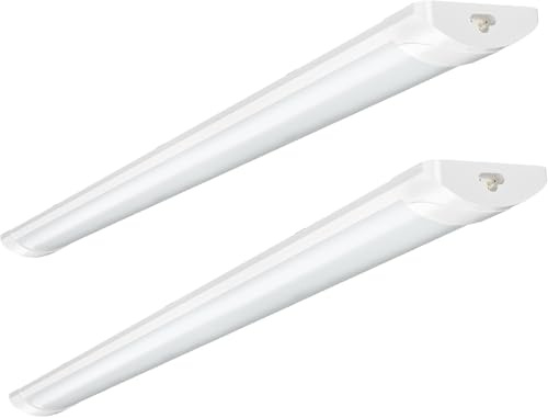 wowspeed 2PCS 60W LED Batten Light, 6FT Linkable Tube Lights, IP65 Waterproof 6000LM 6500K Daylight Plug in Ceiling Light Strip, LED Fluorescent Lights for Garage, Office, Workshop(90+90cm)