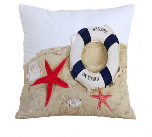ERRTU Kissenbezug 40x40 cm,Set aus Bojen, Rettungsring und Seesternen,Dekokissen Kissenbezüge Deko Kissen Bezug Wohnzimmer Zierkissen für Sofa Stuhl Bett Garten
