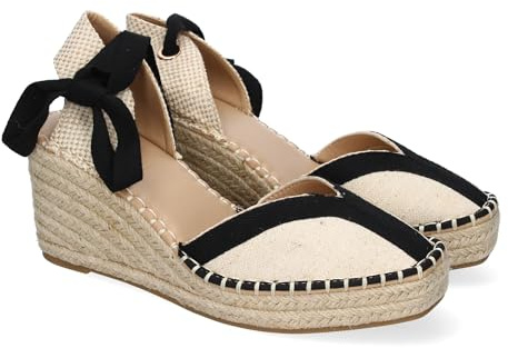 Sandalia de Mujer, Estilo Valenciana de Yute, Diseno Moderno, Detalles en la Pala, Comodas con Cierre de Cintas, Ideales para Primavera-Verano.