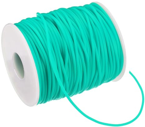 M METERXITY Cordón De Goma cilíndrico Hueco, 54.7 Yardas Cuerda Elástica De 2mm con Agujero De 1.2mm Cordones Elásticos para Barbería para Hacer Joyería/Manualidades/Collares/Pulseras [Cian]
