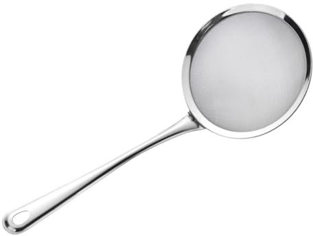 HOLIDYOYO Stainless Steel Reusable Mesh Strainer with Handle Multi-Functional Cooking Colander for Oil Filtration Juice Straining and Flour Sifting Kitchen Tool for Easy Storage and