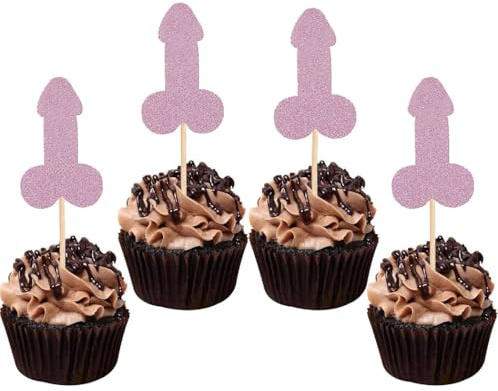 12 Pcs Prank Bachelorette Party Cake Cupcake Topper Decoration Gender Glitter Pick for Hen Bridal Shower Engagement Supplier Favor Game Tool Decor Set Y19