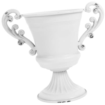 TOPPERFUN Jarrón Pedestal Vintage Pie Alto 30 Cm, Maceta Urna Blanca De Cerámica, Decorativo y Multiusos para Jardín y Centros De Mesa, Florero Exterior para Patio, Arreglo Floral Elegante