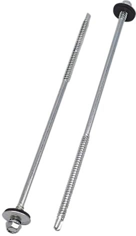 SKIR'CO (30 uds.) Tornillos para techos galvanizados 6,3 x 200 mm cabeza hexagonal, tornillos autoperforantes DIN 7504-K con arandelas de sellado EPDM