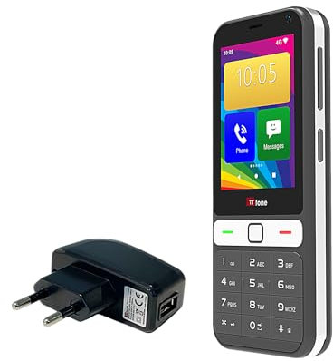 TTfone TT280 – Telefono a Barrette 4G Dual SIM semplice con Android, Touch Screen da 2,8, Tastiera, Fotocamera 2MP, USB-C – Mobile sbloccato facile da usare (con caricatore di corrente)