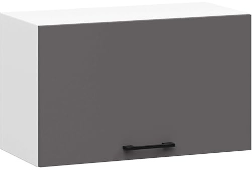 AKORD Küchen-Hängeschrank OLIWIA 60 cm mit 1 Tür | Küchenschränke | Geräumig | Für kleine Küche | Für eine Küchenzeile | Als Teil eines Sets | B60 x H29 x T30 cm | Gewicht 8,55 kg | Weiß & Graphitgrau