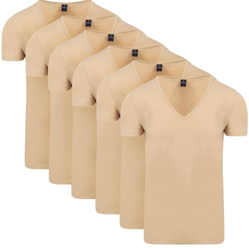 Suitable Vitaru Unsichtbares Unterhemd Tiefer V-Ausschnitt 6-Pack - Grösse L - Herren - Slim Fit - Baumwolle -