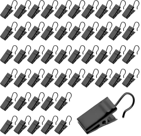 50 Pcs Light Clips,Universal Black Outdoor Light Hooks,Stainless Steel Mini Gutter Clips,Metal Curtain Hangers Clip for Outdoor Lights,for Clip Photo Home Decoration Art Craft Display