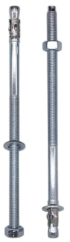 SKIR'CO (2 Stück) Verzinkte Keilanker M12 x 220 mm, Metalldübel, Ankerbolzen, Mauerwerk und Beton Spreizbolzen