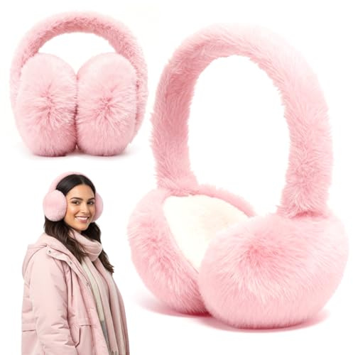 UICCVOKK Warmes Ohrenwärmer Damen, Faltbare Ohrenschützer, Faltbare Flauschige Plüsch Ohrenschützer, Winter Outdoor Bequem Ohrwärmer für Damen Herren Teenager Stylische Ohrbedeckungen