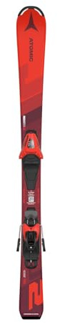 ATOMIC Redster J2 (100-120cm) + C 5 GW Skiset Red/Red Gr. 110 cm mit Bend-X Technologie, Race Rocker & V-Shape Design für einfaches Skifahren Lernen.