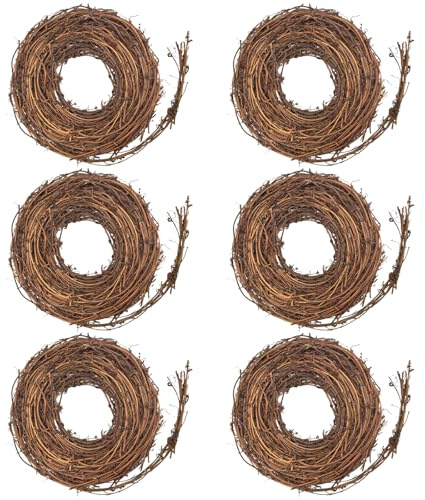 BOUTICOL 6Pcs Grapevine Garland - 15 FT Natural Grape Vine Wreath for Crafts DIY Rattan Twig Garland Vine Wreath for Wedding Christmas Holiday Door Vase Wall Window Home Decor (Total 90 FT)