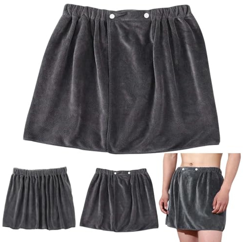 HhBdy Kilt da Sauna da Uomo da Sauna, Telo Palestra Poliestere Telo Doccia 40 x 150 cm con Bottoni a Pressione Regolabile Asciugamano, Asciugamani Uom Grigio per Bagno Spiaggia Spa Palestra
