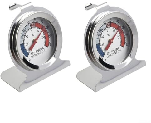 ComfyHarbor Stainless Steel Fridge And Freezer Dial Thermometer With High Accuracy, Instant-Read Compact Design, Temperature Range -20°C To 20°C For Home Kitchen Use(2 PCS)