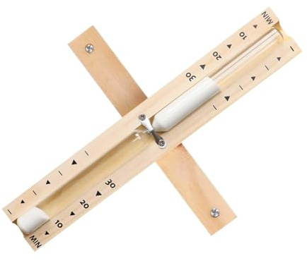 Sauna Hourglass Sand Timer 30 Minute, Wooden Rotating Sand Watch 30 Min, Reloj De Arena, Hear Resistant Wood Hour Glass Sandglass for Sauna SPA Room White Sand Clock