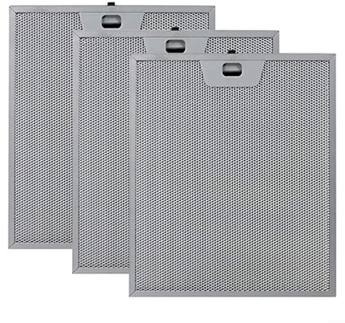 Paquete de 3 filtros de grasa de aluminio para campanas extractoras, 300 x 250 mm, filtración de cinco capas para mejorar la calidad del aire de la cocina, reemplazo de instalación simple compatible