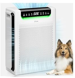 Air Purifiers for Home Large Room, Cover Up to 2600 Ft² with Washable Filters, Powerful Turbo Mode, PM2.5 Air Quality Display, 22dB Sleep Mode, Air Cleaner for Pets Hair, Smoke, Odors, HAP607, White