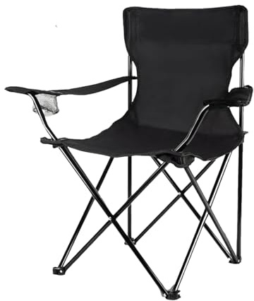 Weida | Silla Plegable para Playa Camping Pesca Y Caza | con Cierre De Tijera Y Estructura De Acero Inoxidable | con Pintura Epoxi Anticorrosión Y Lona De Poliéster | 50x50x80 Cm (1, Negro)