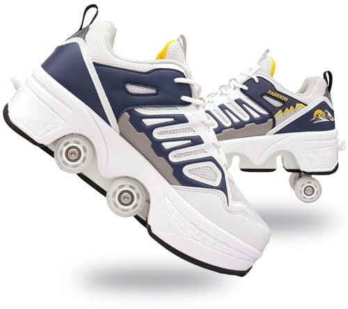 preyrocbirds Schuhe mit Rollen für Jungen und Mädchen, Kinder Rollschuhe, Turnschuhe, 2-in-1 Roller Schuhe, Jugend Outdoor Turnschuhe