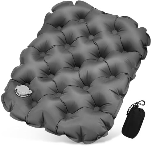 KAJNBN Cojín de Asiento Inflable para Exteriores Portátil Bolsa de Almacenamiento, Color Gris Oscuro, Adecuado para Senderismo, Camping y Estadios, Cómodo y Compacto para Viajes