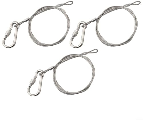 3PCS Stainless Steel Wire Rope Security Cable Lock 2mm x 1.5m with Eyelets for Bicycle Bike Scooter Gate Garden Furniture Anti-Theft Protection Silver