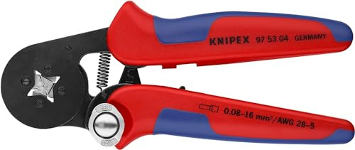 KNIPEX Crimpatrice per terminali a bussola, con regolazione automatica per crimpaggio laterale in blister con impugnature, 97 53 04 SB