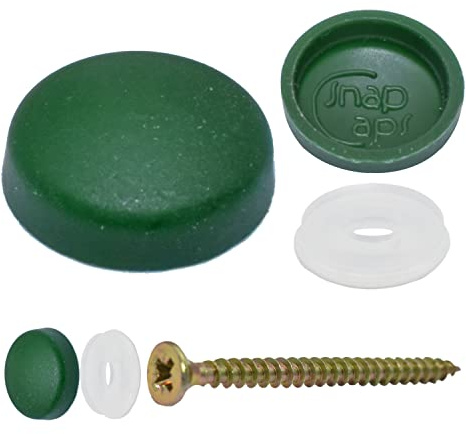 Snap-On Two Piece Dome Screw Cover Caps - Pack of 50 Large Gloss Caps & Bases : Heritage Green