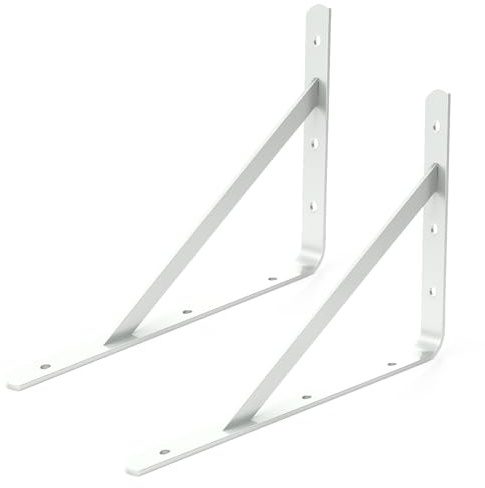 PRIOstahl® REGALTRÄGER METALL | SCHWERLASTTRÄGER | REGALHALTER | 205 x 250 mm | Regalbodenträger Schwerlastkonsole Wandkonsole Regalwinkel Schwerlastwinkel (2 Stück, weiss)